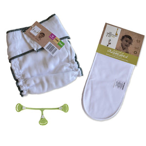 Fitted Cloth Diaper Bundle | Includes Cotton Fitted, Snappi, &  2 Additional Inserts