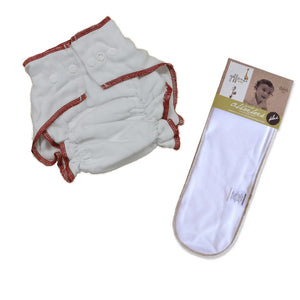 Cotton Fitted Cloth Diaper with Snaps Bundle| Includes fitted and 2 inseerts