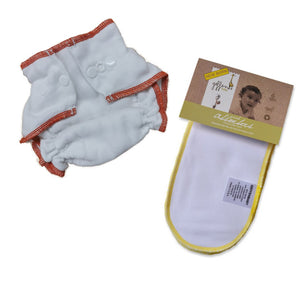 Cotton Fitted Cloth Diaper with Snaps Bundle| Includes fitted and 2 inseerts