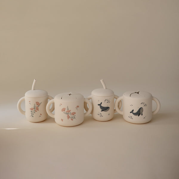 Mushie Snack Cup silicone spill-proof two handles