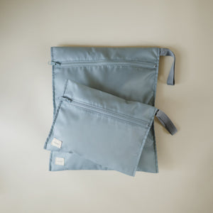 Mushie Water Resistant Wet Bag Set Two Sizes Zipper Handles