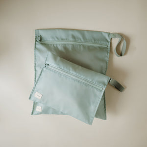 Mushie Water Resistant Wet Bag Set Two Sizes Zipper Handles
