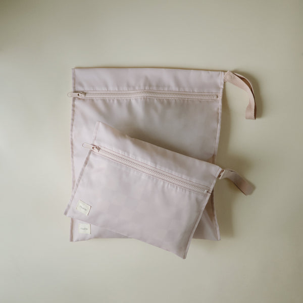 Mushie Water Resistant Wet Bag Set Two Sizes Zipper Handles