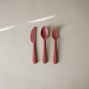 Mushie Dinnerware Cutlery Set Fork Spoon Knife Soft Colors