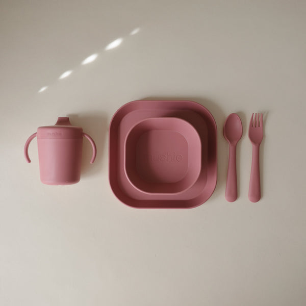 Mushie Dinnerware Cutlery Set Fork Spoon Knife Soft Colors