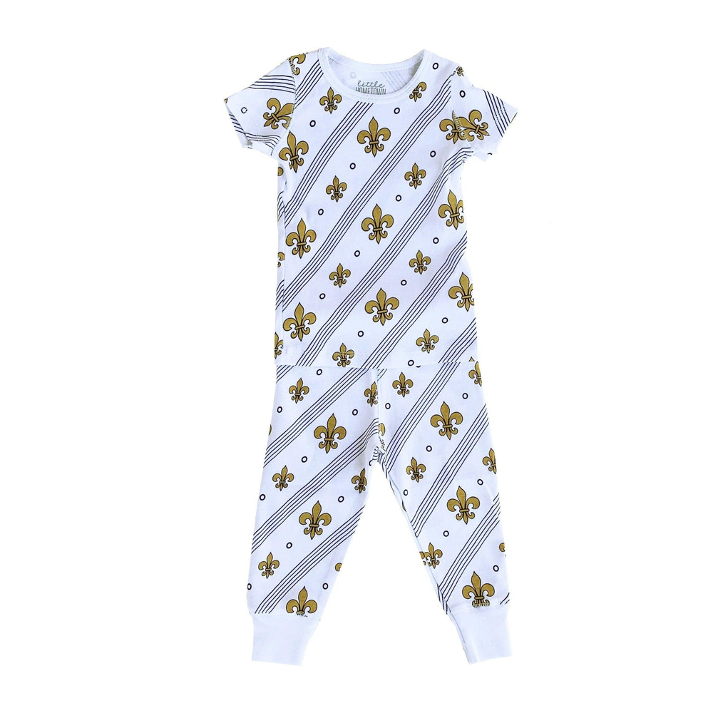 Fleur De Lis Pajamas for babies, featuring a stylish and cozy design perfect for sleep and play.