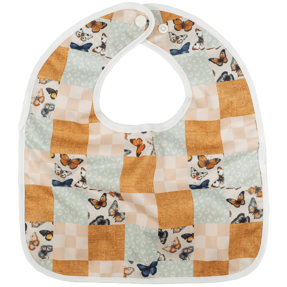 "Flip Pocket Bib for babies, featuring a stylish design and easy-to-clean pocket for mess-free feeding."