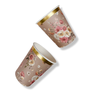 Floral Beige Cups (8pcs)
