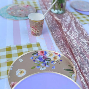 Floral Beige Cups (8pcs)