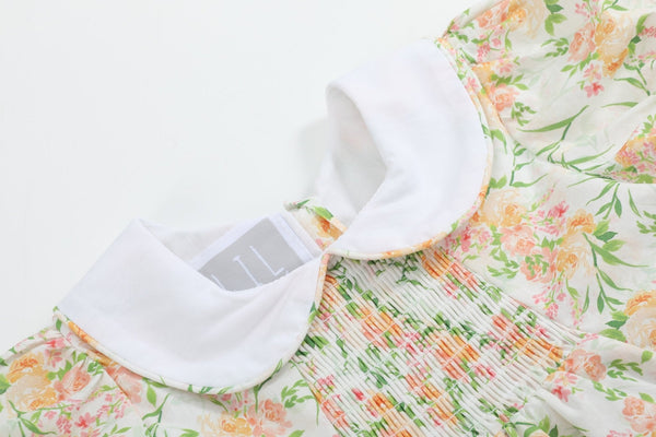 Floral Smocked Collared Dress