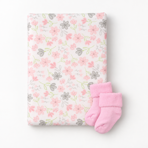 Baby Blossom Company Single Cupcake Set Floral Receiving Blanket 30x30