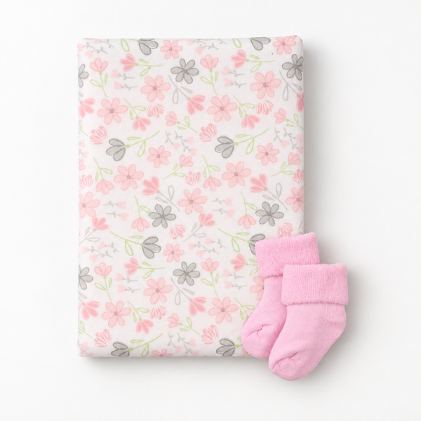 Baby Blossom Company Single Cupcake Set Floral Receiving Blanket 30x30