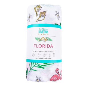Gift Set: Florida Baby Muslin Swaddle Blanket and Burp Cloth/Bib Combo (Floral) Newborn Essentials for Feeding and Comfort