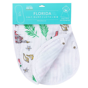 Gift Set: Florida Baby Muslin Swaddle Blanket and Burp Cloth/Bib Combo (Floral) Newborn Essentials for Feeding and Comfort