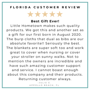 Gift Set: Florida Baby Muslin Swaddle Blanket and Burp Cloth/Bib Combo Hospital Coming Home Essential
