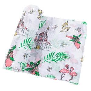 Gift Set: Florida Baby Muslin Swaddle Blanket and Burp Cloth/Bib Combo (Floral) Newborn Essentials for Feeding and Comfort