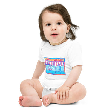Florida Café Cubano baby short sleeve one piece bodysuit, perfect for stylish and comfortable infant wear.