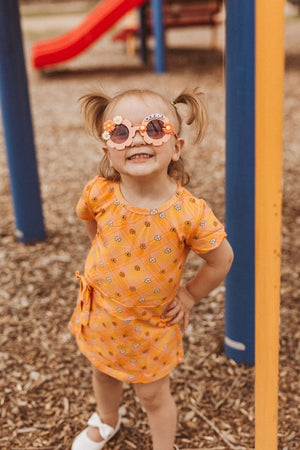 Flower Power Plaid Mod Dress for Baby and Toddler Girls