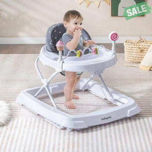 Foldable Baby Activity Walker with Adjustable Height and Detachable Seat Cushion-Gray Gray Baby Walkers