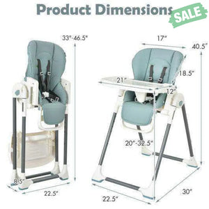Foldable Baby High Chair with Double Removable Trays and Book Holder-Beige High Chairs
