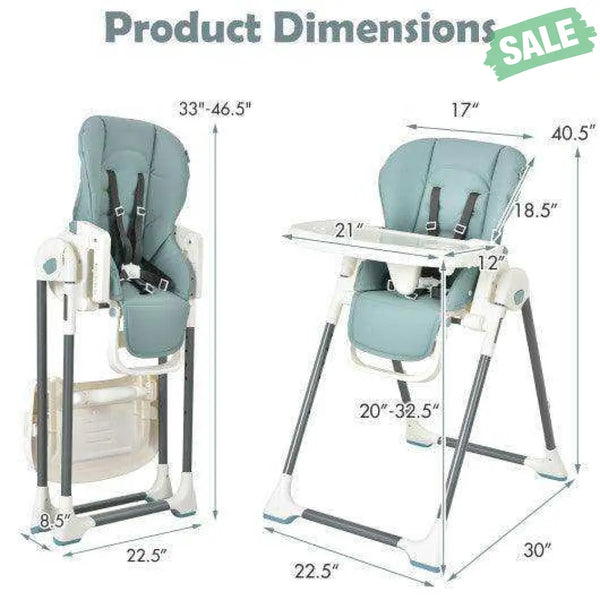 Foldable Baby High Chair with Double Removable Trays and Book Holder-Beige High Chairs
