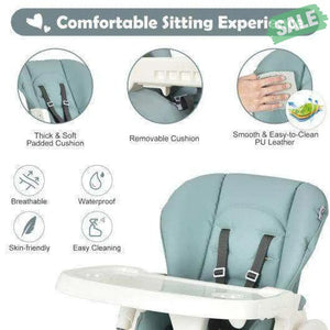 Foldable Baby High Chair with Double Removable Trays and Book Holder-Beige High Chairs