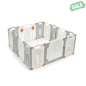 Foldable Baby Playpen 14 Panel Activity Center Safety Play Yard-Beige Baby Playpen & Playards