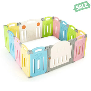 Foldable Baby Playpen 14 Panel Activity Center Safety Play Yard-Beige Baby Playpen & Playards