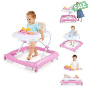 Foldable Baby Walker with 3 Adjustable Heights and Padded Seat-Blue Baby Walkers