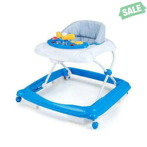 Foldable Baby Walker with 3 Adjustable Heights and Padded Seat-Blue Baby Walkers