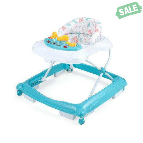 Foldable Baby Walker with 3 Adjustable Heights and Padded Seat-Blue Baby Walkers