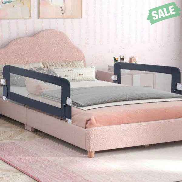 Foldable Bed Rail Swing Down Baby Bed Guard Rail-Gray