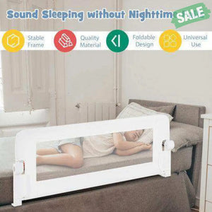 Foldable Bed Rail Swing Down Baby Bed Guard Rail-White White Bassinets & Bedside Sleepers