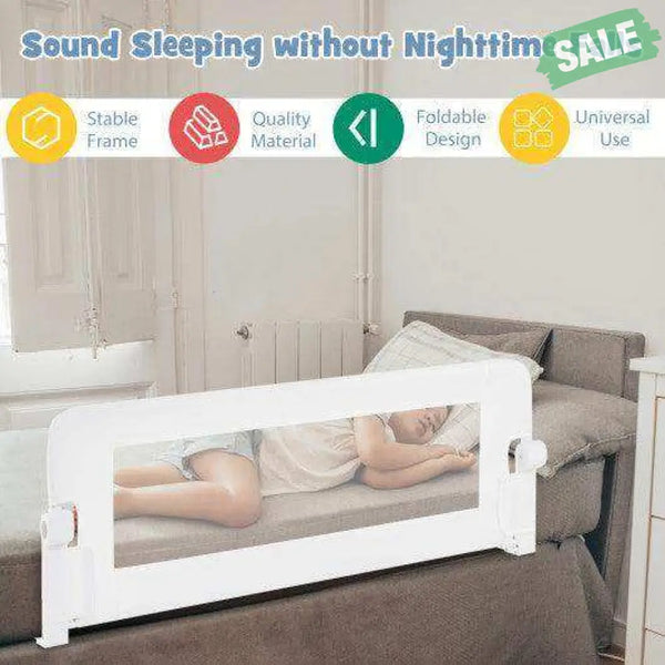 Foldable Bed Rail Swing Down Baby Bed Guard Rail-White White Bassinets & Bedside Sleepers