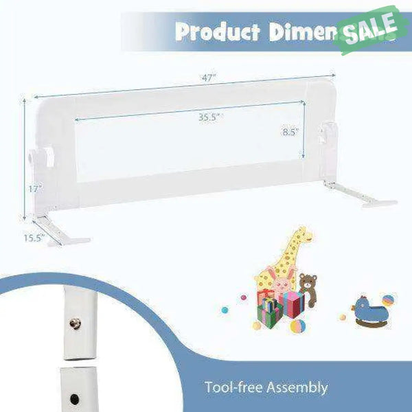 Foldable Bed Rail Swing Down Baby Bed Guard Rail-White White Bassinets & Bedside Sleepers