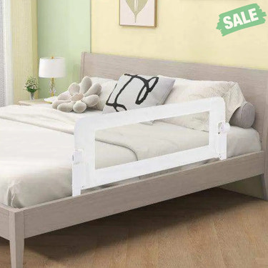 Foldable Bed Rail Swing Down Baby Bed Guard Rail-White White Bassinets & Bedside Sleepers