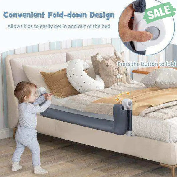 Foldable Bed Rail Swing Down Baby Bed Guard Rail-White White Bassinets & Bedside Sleepers