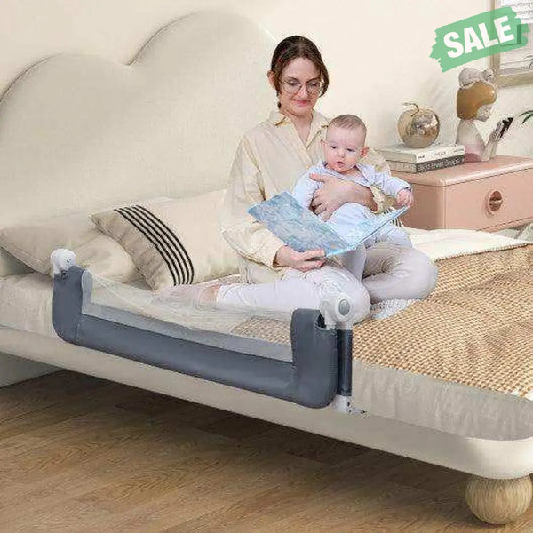 Foldable Bed Rail Swing Down Baby Bed Guard Rail-White White Bassinets & Bedside Sleepers