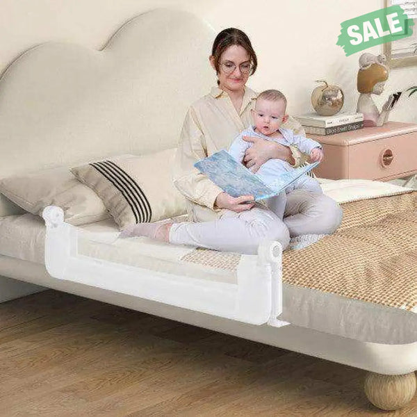 Foldable Bed Rail Swing Down Baby Bed Guard Rail-White White Bassinets & Bedside Sleepers