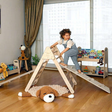 Foldable Climbing Triangle with 2 Ramps for kids, perfect for play and development.