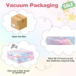 Foldable Floor Mattress for Kids with Washable Flannel Cover-Multicolor