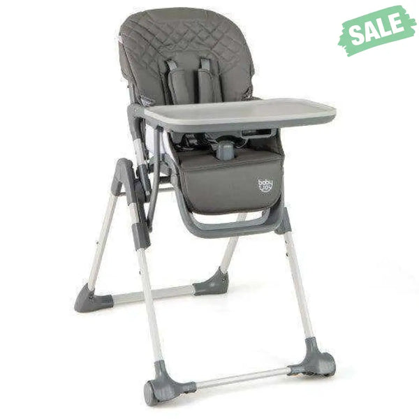 Foldable High Chair with Footrest and Detachable Tray-Beige Beige High Chairs