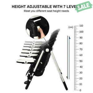 Foldable High chair with Multiple Adjustable Backrest-Black Black High Chairs
