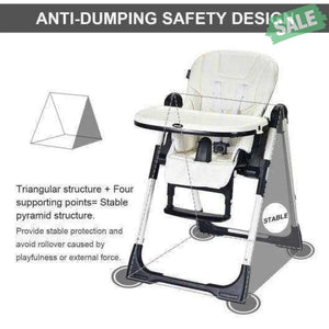 Foldable High chair with Multiple Adjustable Backrest-Black Black High Chairs