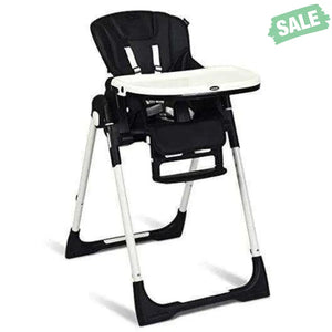 Foldable High chair with Multiple Adjustable Backrest-Black Black High Chairs