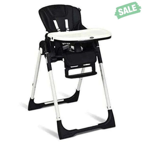 Foldable High chair with Multiple Adjustable Backrest-Black Black High Chairs