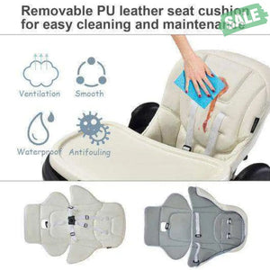 Foldable High chair with Multiple Adjustable Backrest-Black Black High Chairs