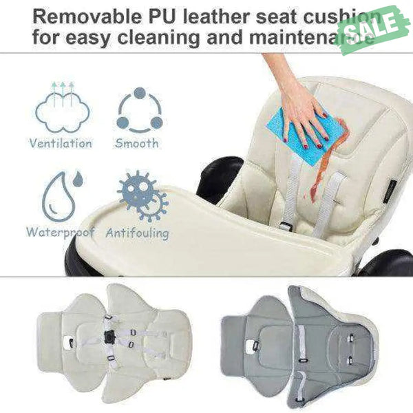 Foldable High chair with Multiple Adjustable Backrest-Black Black High Chairs