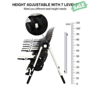 Foldable High chair with Multiple Adjustable Backrest-Black Black High Chairs