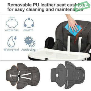 Foldable High chair with Multiple Adjustable Backrest-Black Black High Chairs